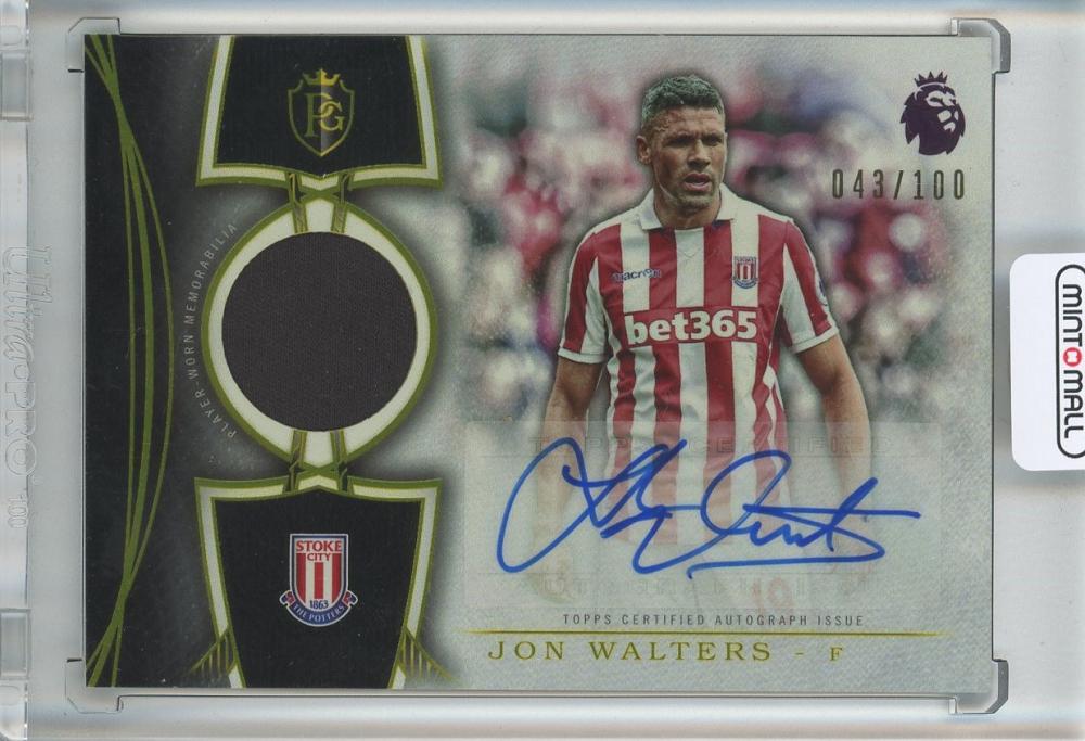 2016 Topps Premier Gold Soccer trading card featuring Jon Walter autograph and relics, serial number 43/100