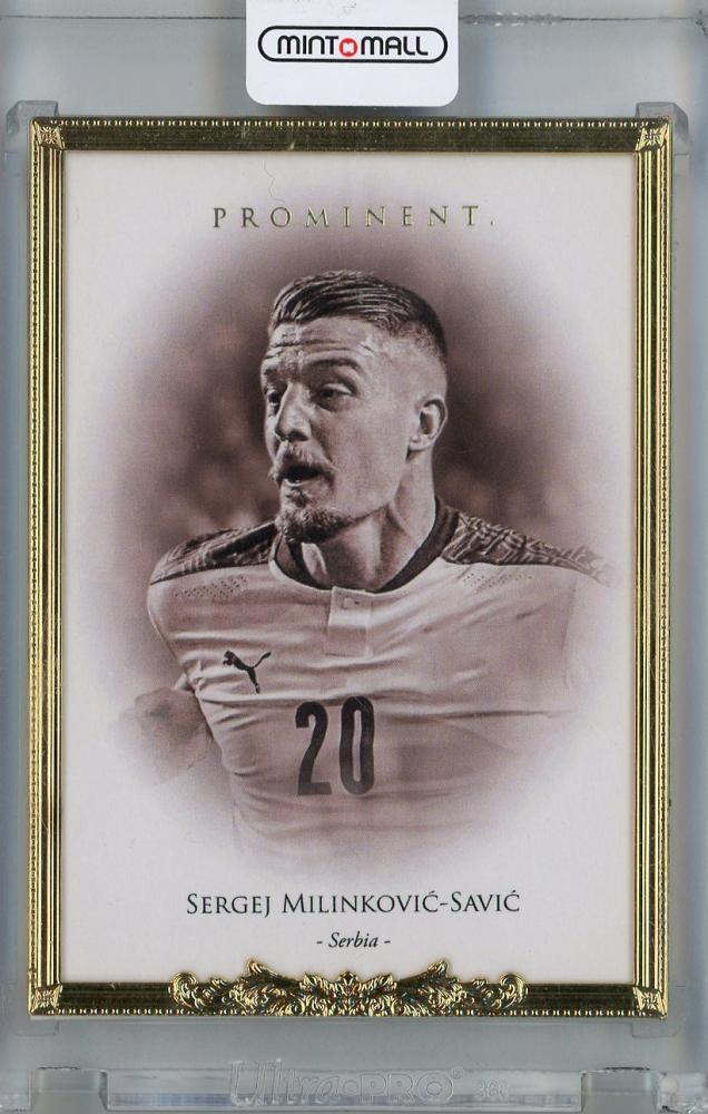 2022-23 Futera Unique World Football Sergej Milinkovic-Savic card framed in 23KT gold, serial #PRG3112/14 Serbia