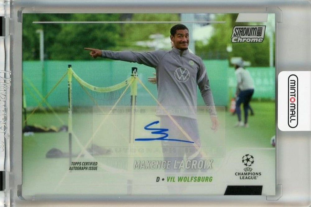 2021-22 Stadium Club Chrome UEFA Champions League Maxence Lacroix autographed trading card #CAMLX