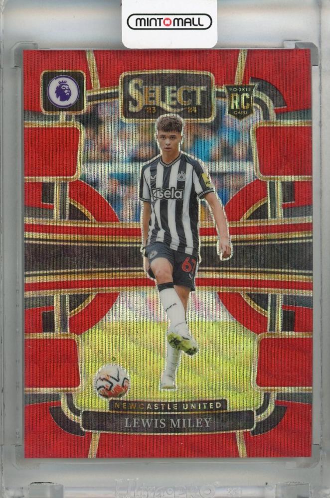 2023-24 Panini Select Premier League Lewis Miley Terrace Wave Red #73 RC trading card from Newcastle United