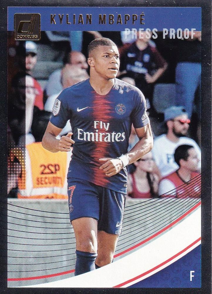 2018-19 Panini Donruss Paris Saint-Germain Kylian Mbappe Base PRESS PROOF Silver card