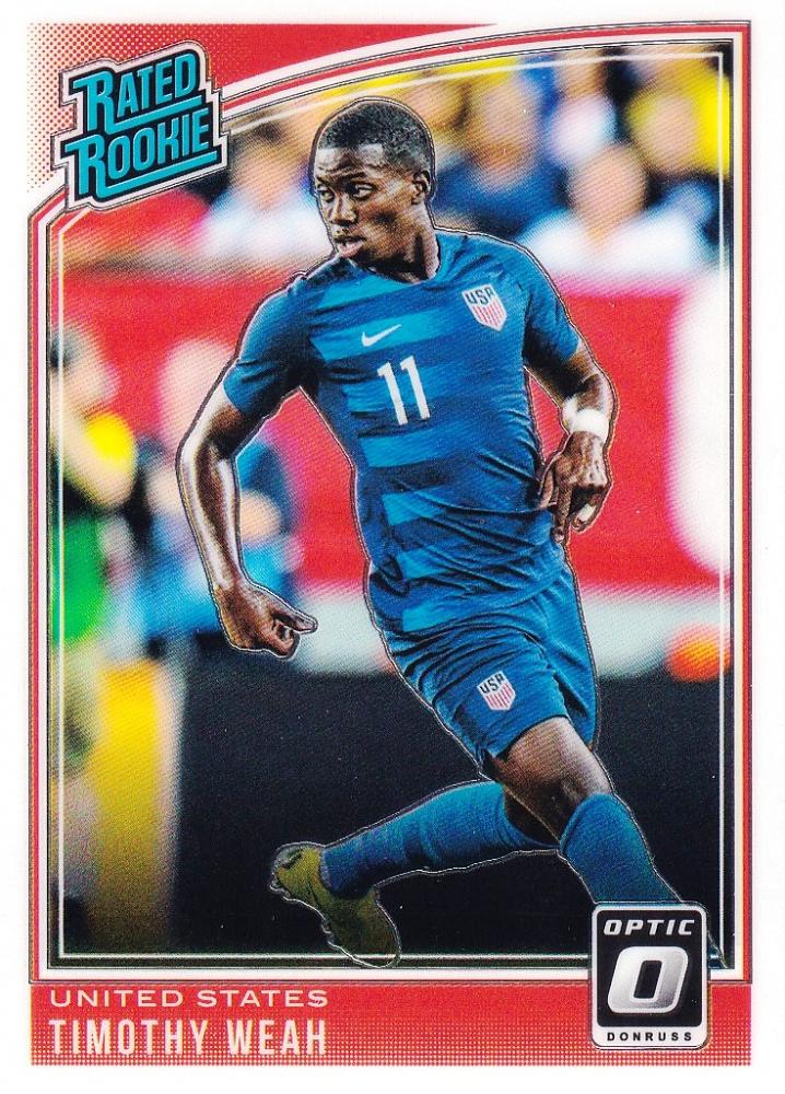 2018-19 Panini Donruss Base Optic soccer card featuring Timothy Weah United States