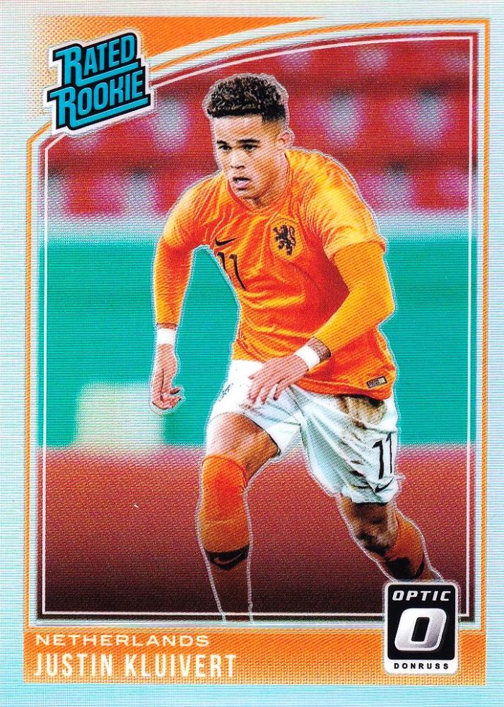 2018-19 Panini Donruss Netherlands Justin Kluivert Base Optic Holo trading card front view