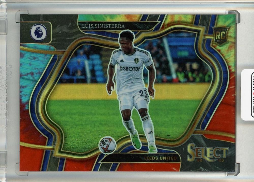 2022-23 Panini Select Premier League Soccer Luis Sinisterra Tie Dye Parallels trading card serial numbered 48 of 49