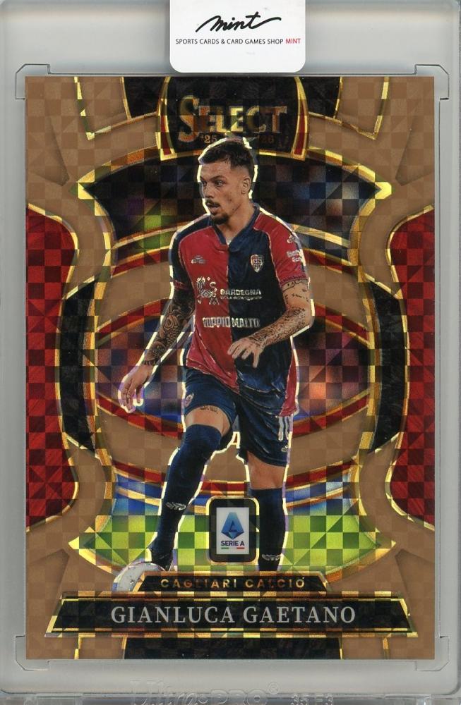 2025-26 PANINI SELECTSERIE A trading card featuring Gianluca Gaetano #7179/99 from Cagliari Calcio