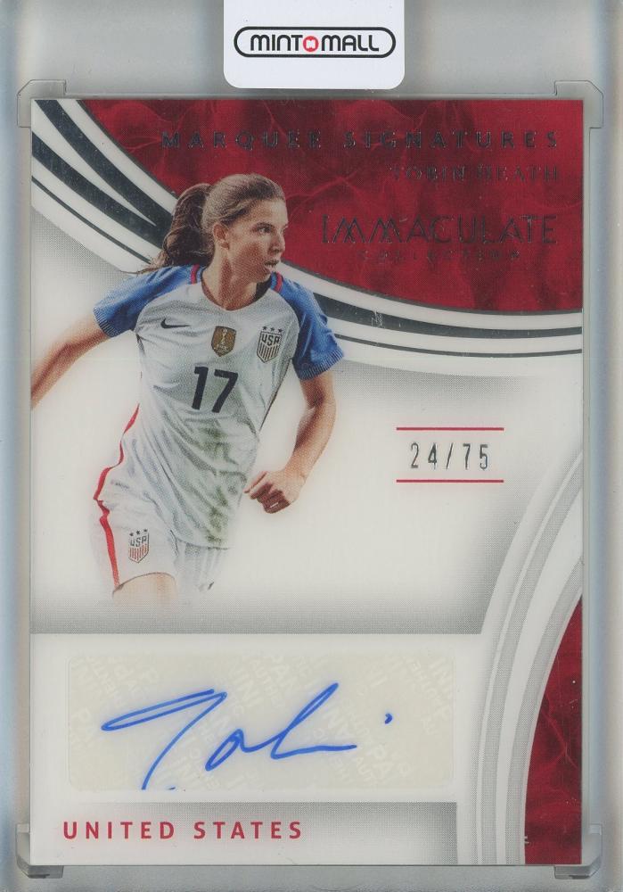 2017 Immaculate Collection Tobin Heath Marquee Signatures trading card numbered 4424 out of 75