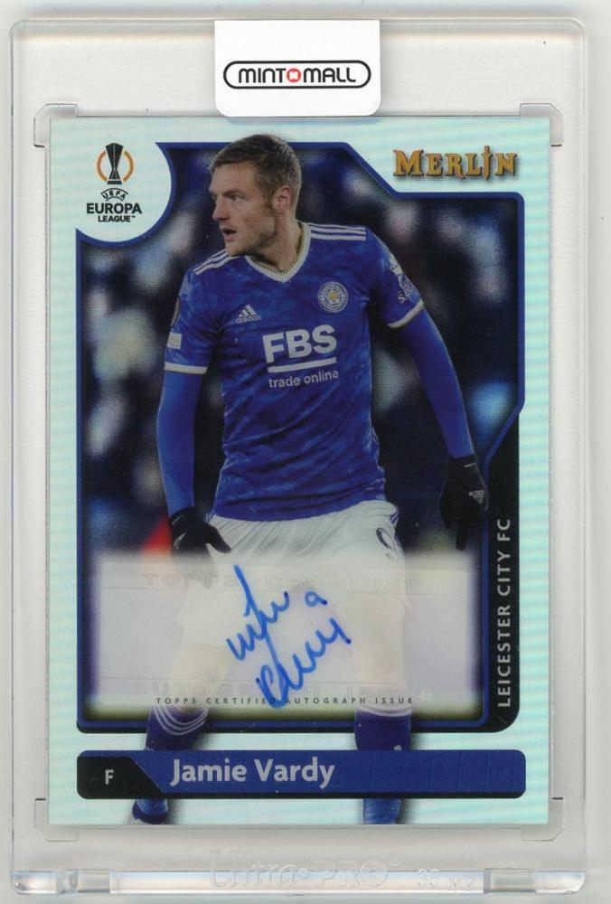 2021-22 Topps Merlin Chrome UEFA Jamie Vardy AutographsA-JV Leicester City FC collectible card