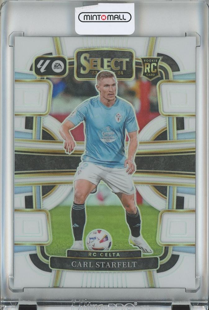 2023-24 PANINI SELECT LA LIGA SOCCER Carl Starfelt Terrace White Prizm RC card number 53 Celta