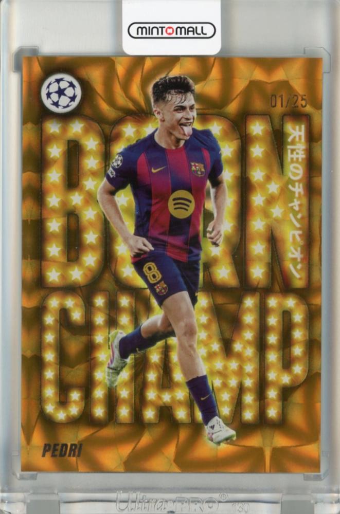 2025-26 Topps UEFA Japan Edition Pedri Born Champ Japan Orange Foil collectible card #BCJ401/25
