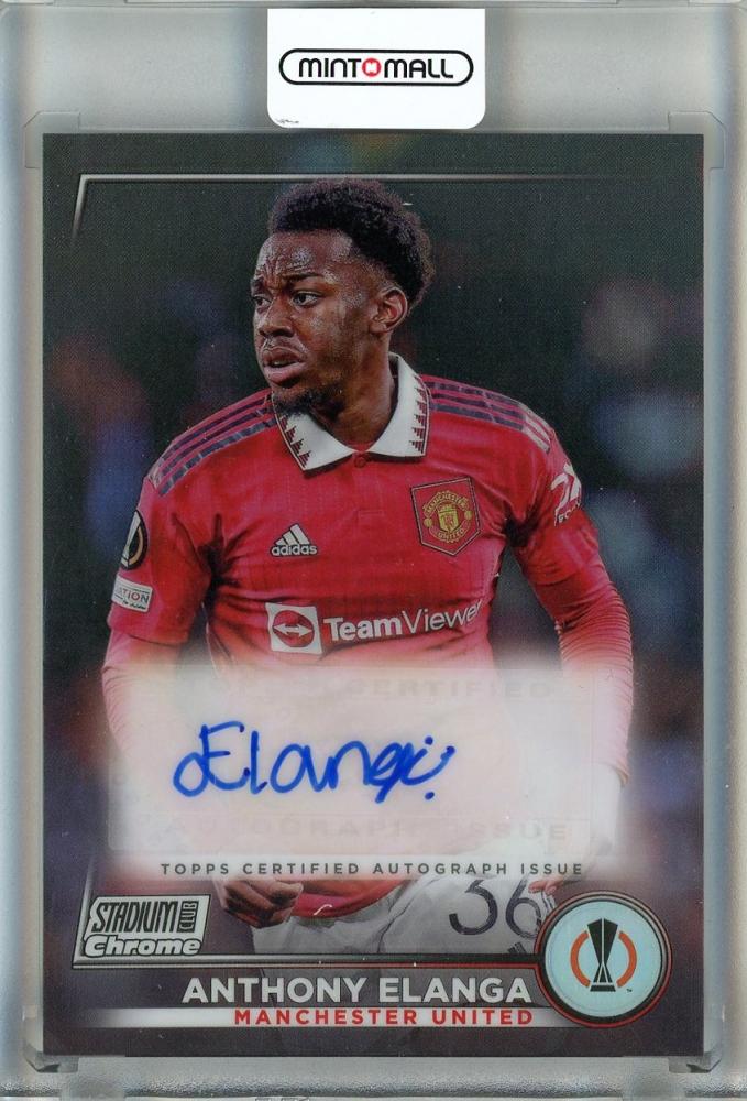 2022-23 Stadium Club Chrome UEFA Anthony Elanga Autographs trading card with autograph from Manchester United player
