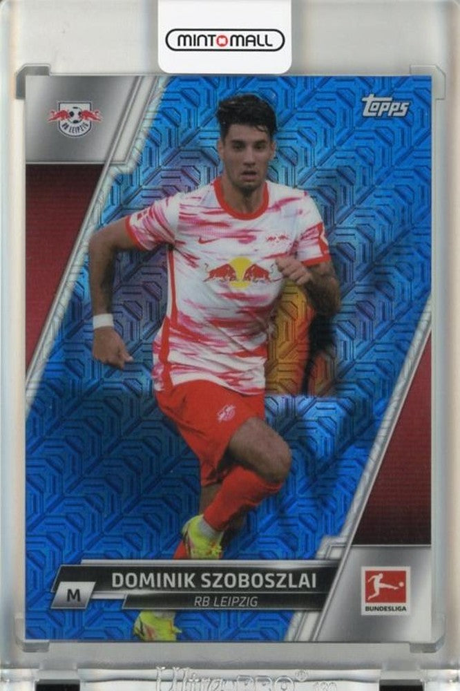 2021-22 Topps Bundesliga Japan Edition Dominik Szoboszlai Chrome Blue Mojo Refractor card serial #6259 of 75