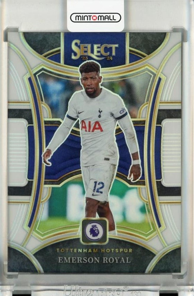 2023-24 Select English Premier League Emerson Royal trading card with white background and serial number 19010/20