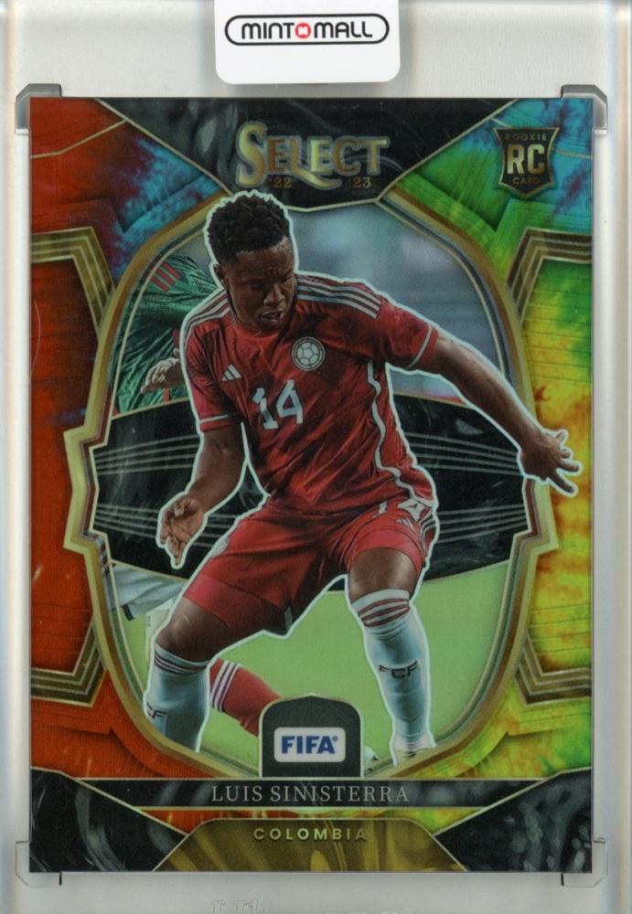 2022-23 Panini Select Fifa Luis Sinisterra Tie-Dye Prizm trading card numbered 20 out of 49