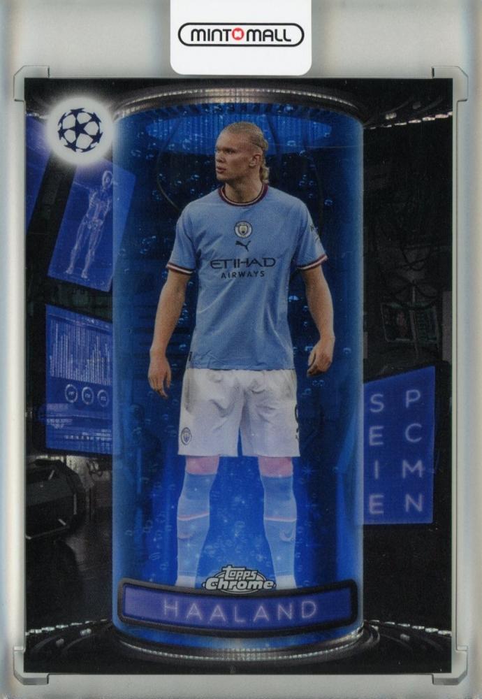 2022-23 Topps Chrome UCL Erling Haaland Specimen card numbered 53 out of 75