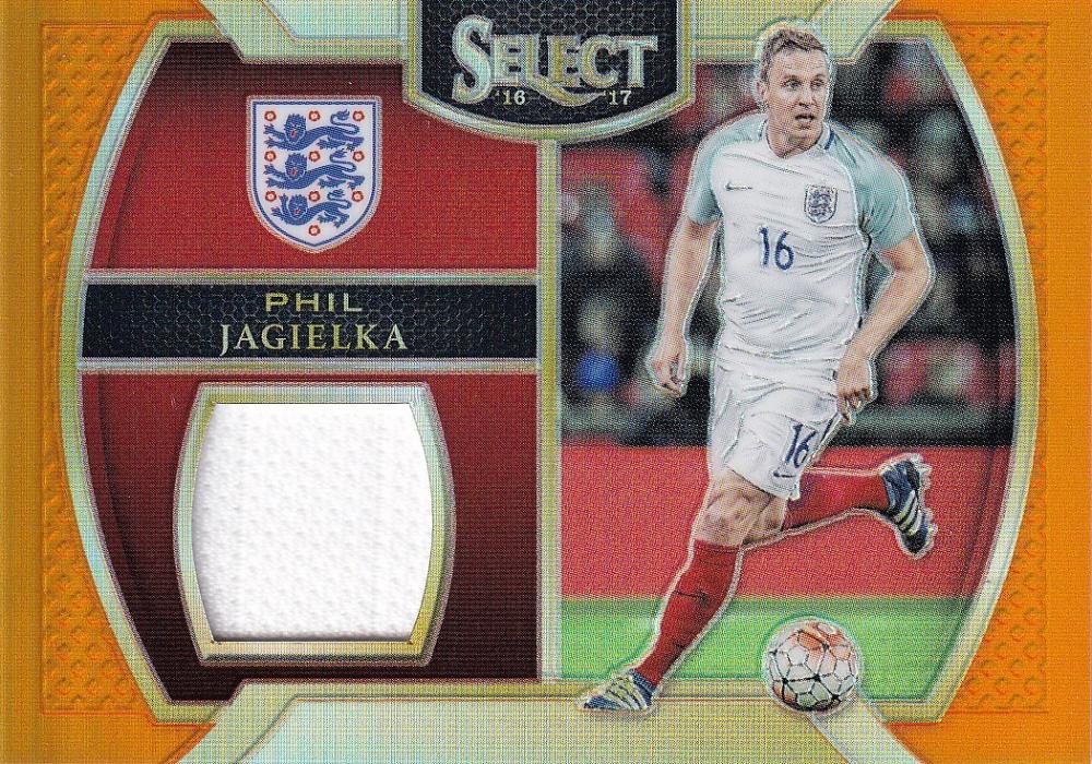 2016-17 Panini Select England Phil Jagielka Memorabilia Orange Parallel card numbered 21 of 75