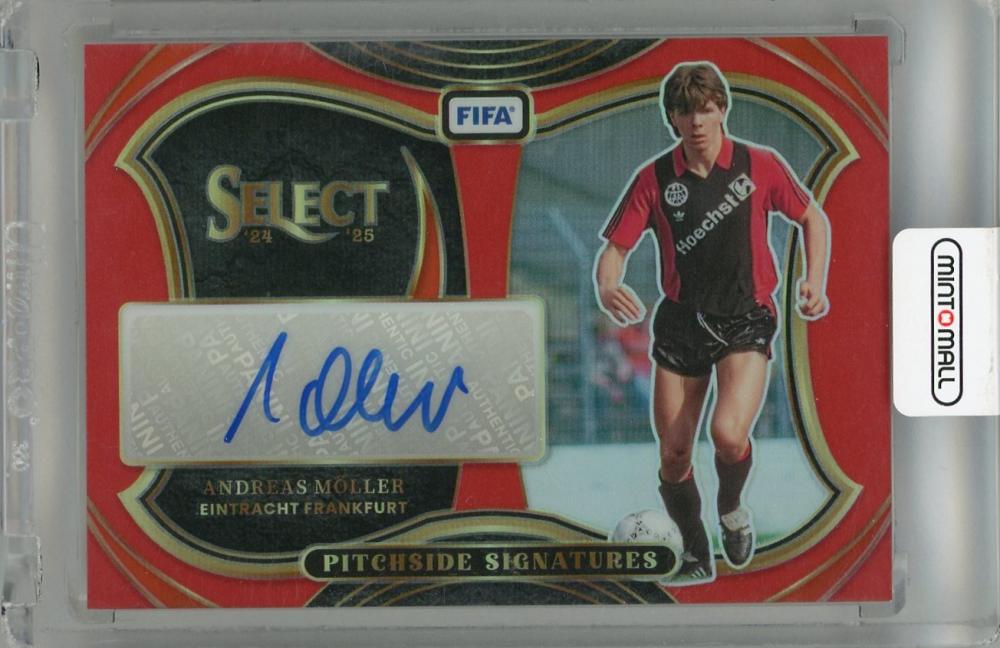 2024-25 Panini Fifa Select Andreas Moller Pitchside Signatures FIFA Red #28 Auto card with initial scratches