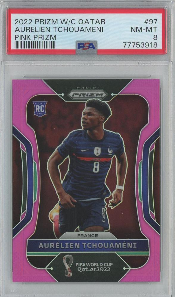 2022 Prizm World Cup Qatar Aurelien Tchouameni Rookie Card Pink Prizm #97PSA8 France
