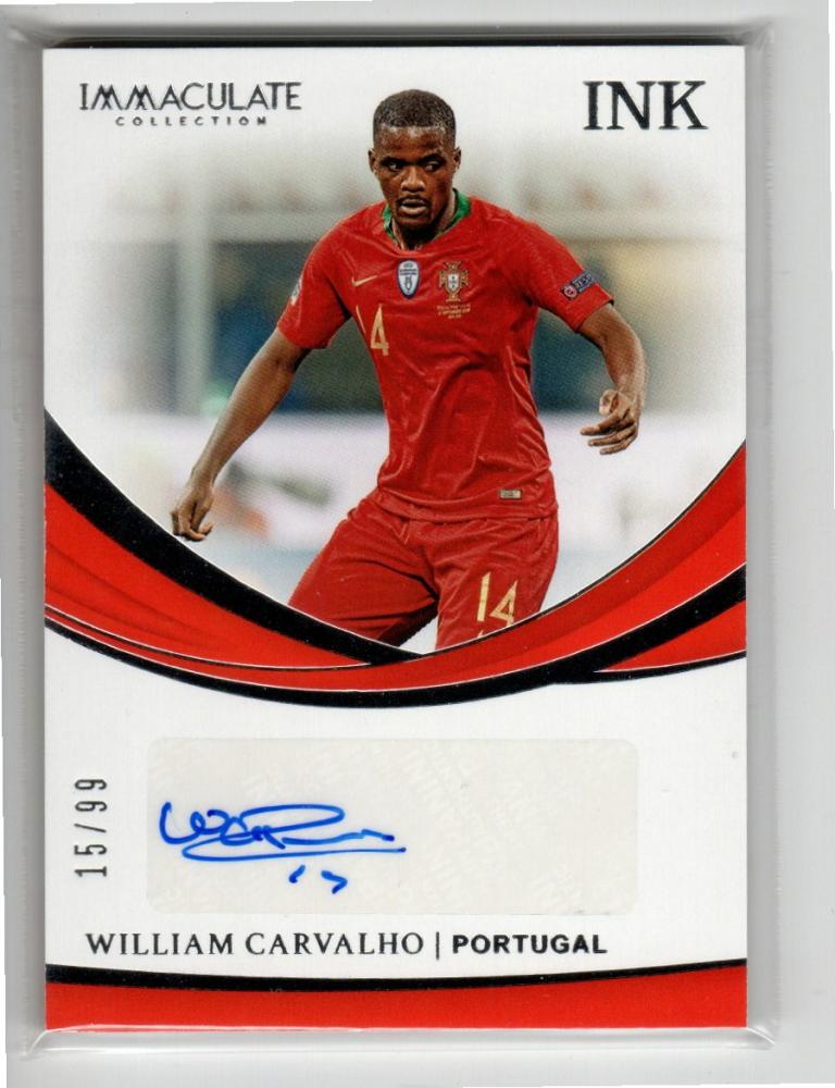 2018-19 PANINI Immaculate Collection Autograph card featuring William Carvalho serial number 15 of 99