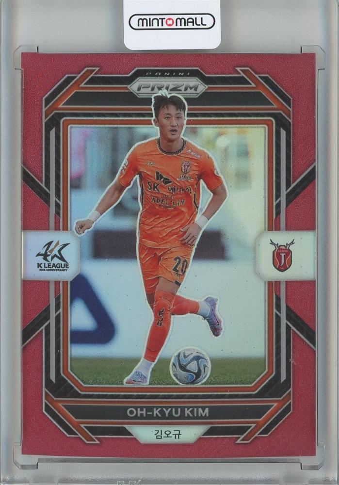 2023 Panini Prizm K.League Soccer card Oh-Kyu Kim Base Red Parallels #91 serial 111 of 115