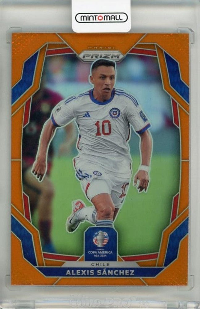 2024 Panini Prizm Copa America Alexis Sanchez Orange trading card numbered 4621 of 25