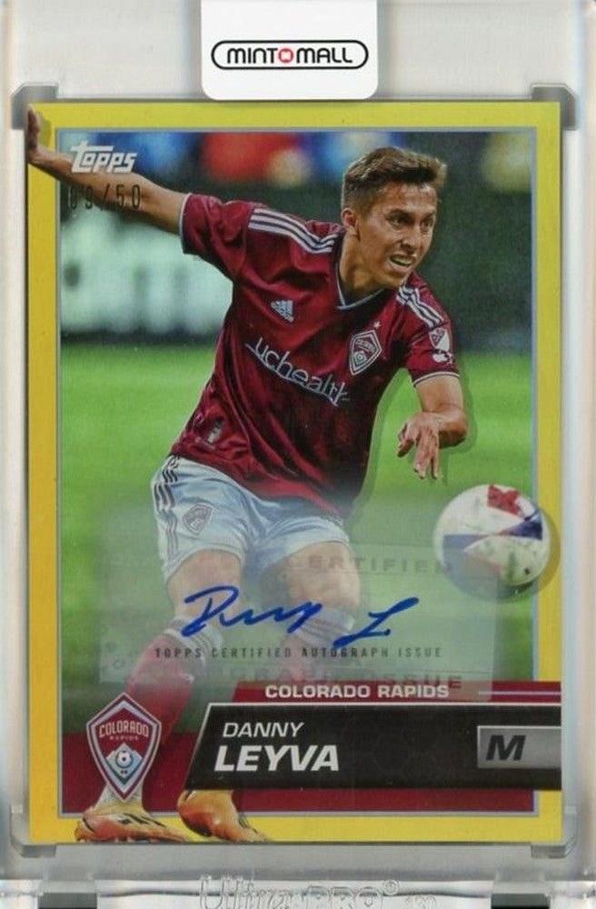2023 Topps MLS Danny Leyva Autographs Gold Foil trading card numbered 9709/50 featuring autograph