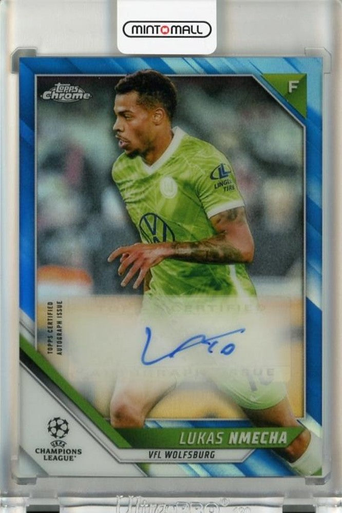 2021-22 Topps Chrome UEFA Champions League Lukas Nmecha Autographs Blue Refractors card #CALN007/150