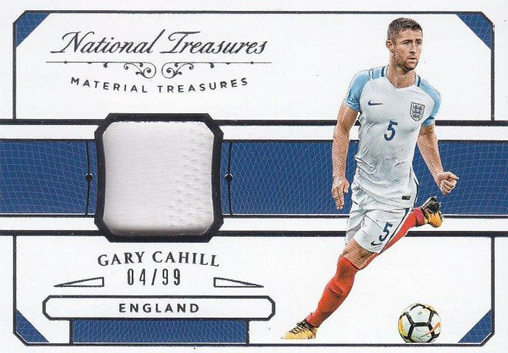 2018 Panini National Treasures soccer card of Gary Cahill serial number 04 of 99