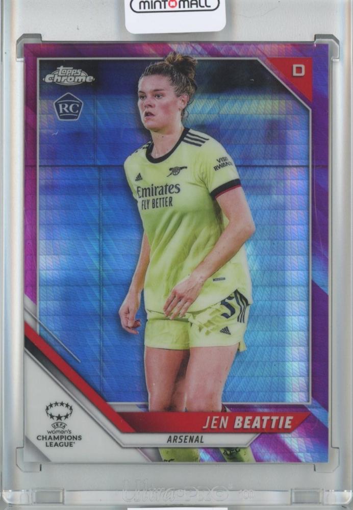 2021-22 Topps Chrome UEFA Women’s Champions League Jen Beattie Base Pink Prism soccer card #14/150