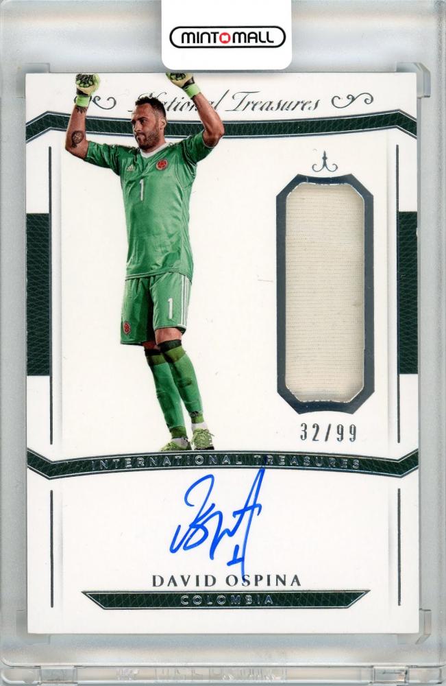 2018 PANINI National Treasures Soccer card featuring David Ospina with autograph and international treasures material