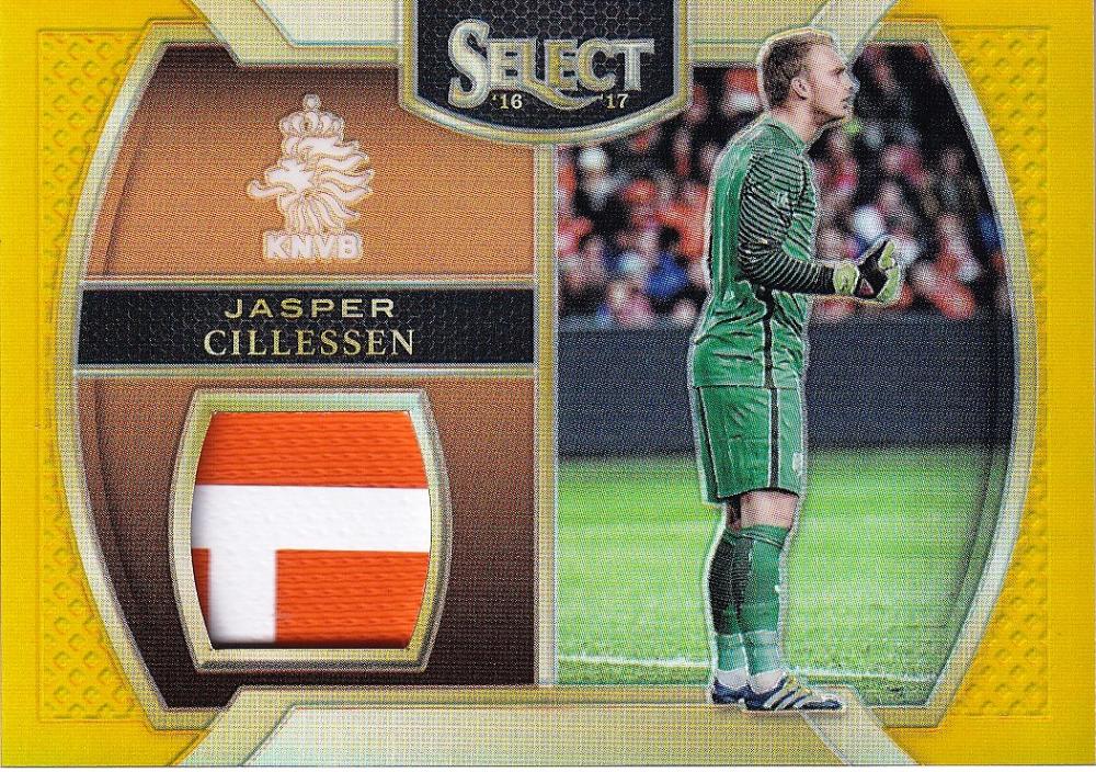 2016-17 Panini Select Netherlands Jasper Cillessen Memorabilia Gold Parallel card numbered 08/10