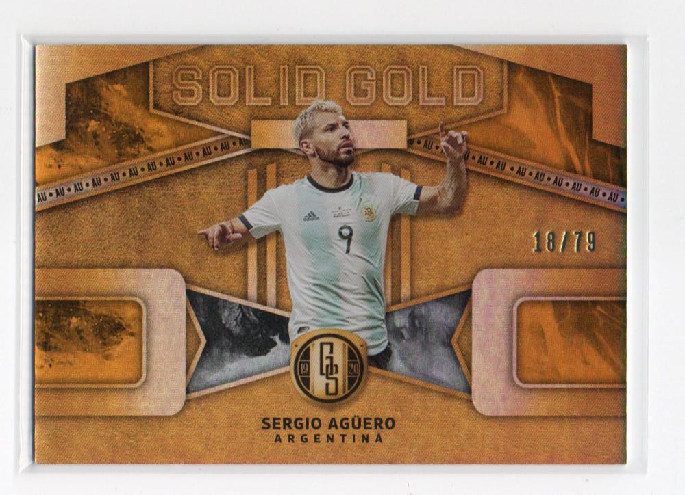 2019-20 PANINI GOLD STANDARD SOCCER Sergio Aguero Solid Gold Insert card numbered 18 of 79