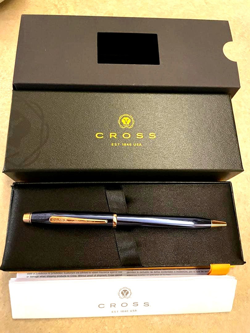CROSS Blue Gold Ballpoint Pen Model Not Used with Blue Metal Body and Box — Japan Import