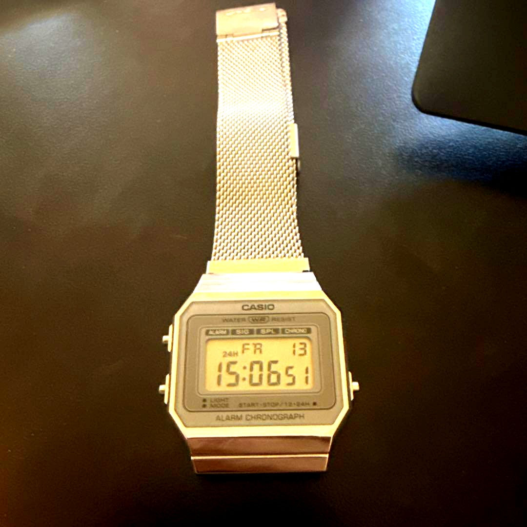 Casio Digital Watch Stainless Steel with Alarm and Chronograph