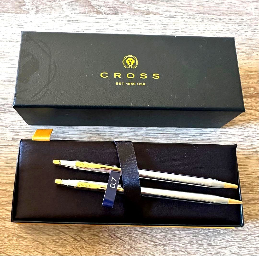 Cross Silver Ballpoint Pen Set with Box 2 Pieces Japan Import