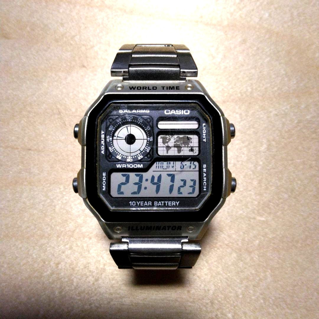 Casio World Time Digital Watch W-736H with world map display and black resin body