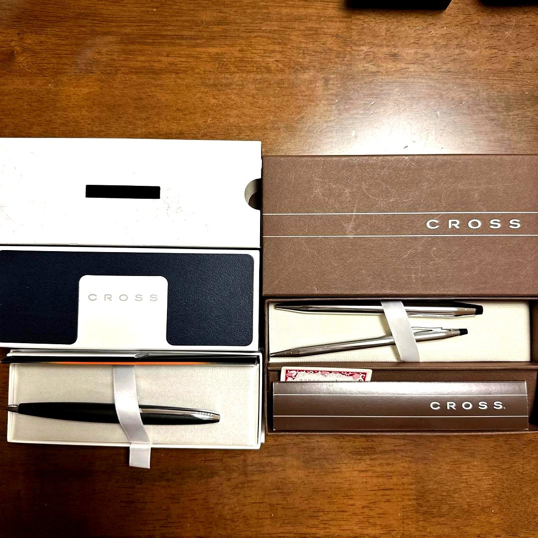 Cross Ballpoint Pen Set of 3 Silver Metallic Pens