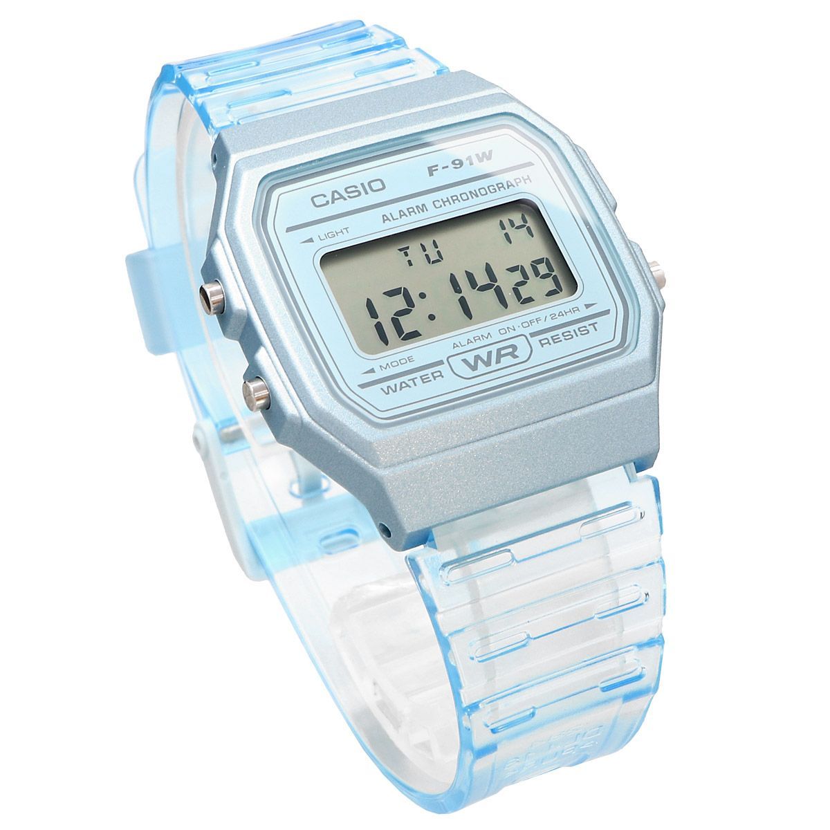 Casio F-91WS-2 Digital Watch with Blue Dial and Blue Skeleton Band — Japan Import
