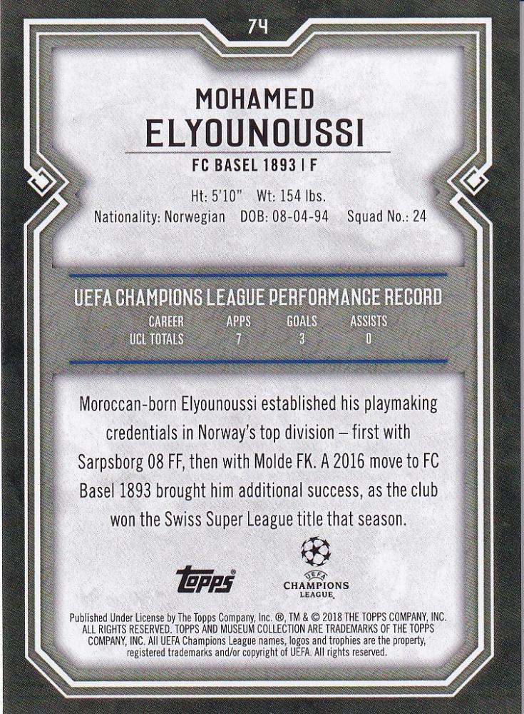 2017-18 Topps Museum Collection UEFA Champions League Mohamed Elyounoussi Ruby Parallel card 17 of 25