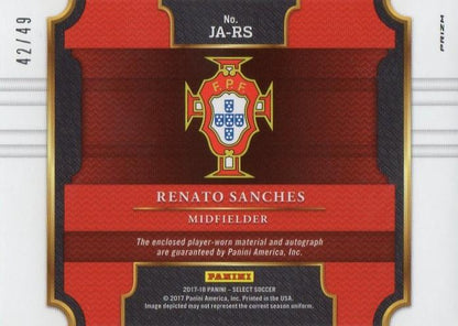 2017-18 Panini Select Renato Sanches Patch Autograph trading card numbered 42 out of 49