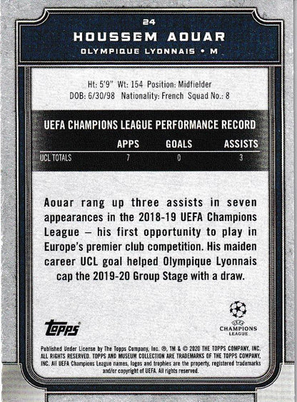 2019-20 Topps Museum Collection base card featuring Olympique Lyonnais player Houssem Aouar