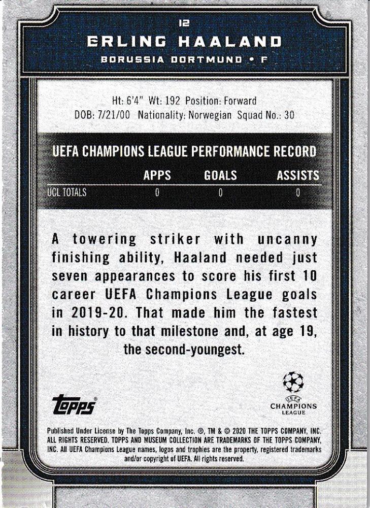 2019-20 Topps Museum Collection UEFA Champions League Borussia Dortmund Erling Haaland Base card