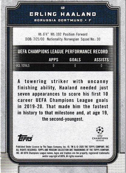 2019-20 Topps Museum Collection UEFA Champions League Borussia Dortmund Erling Haaland Base card