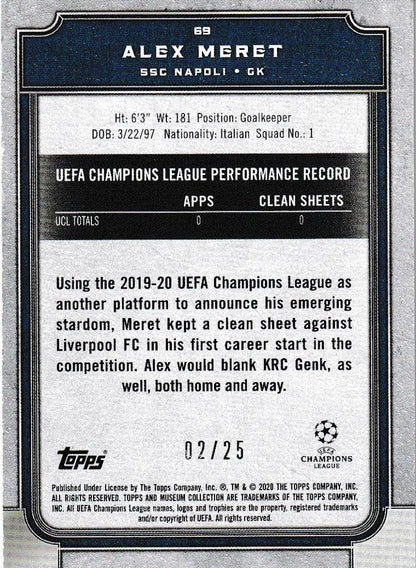 2019-20 Topps Museum Collection UEFA Champions League Alex Meret SSC Napoli Base Ruby Parallel trading card 02 of 25
