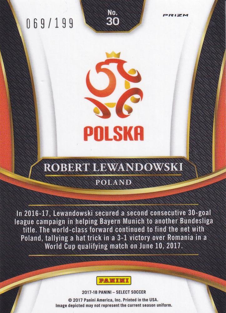 2017-18 Panini Select Poland Robert Lewandowski Base Terrace Maroon Parallel card serial 069/199