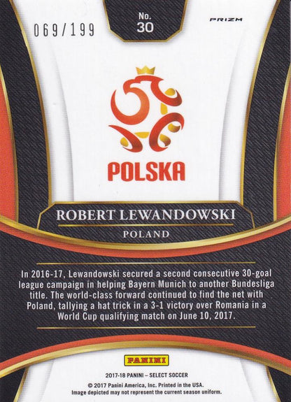 2017-18 Panini Select Poland Robert Lewandowski Base Terrace Maroon Parallel card serial 069/199