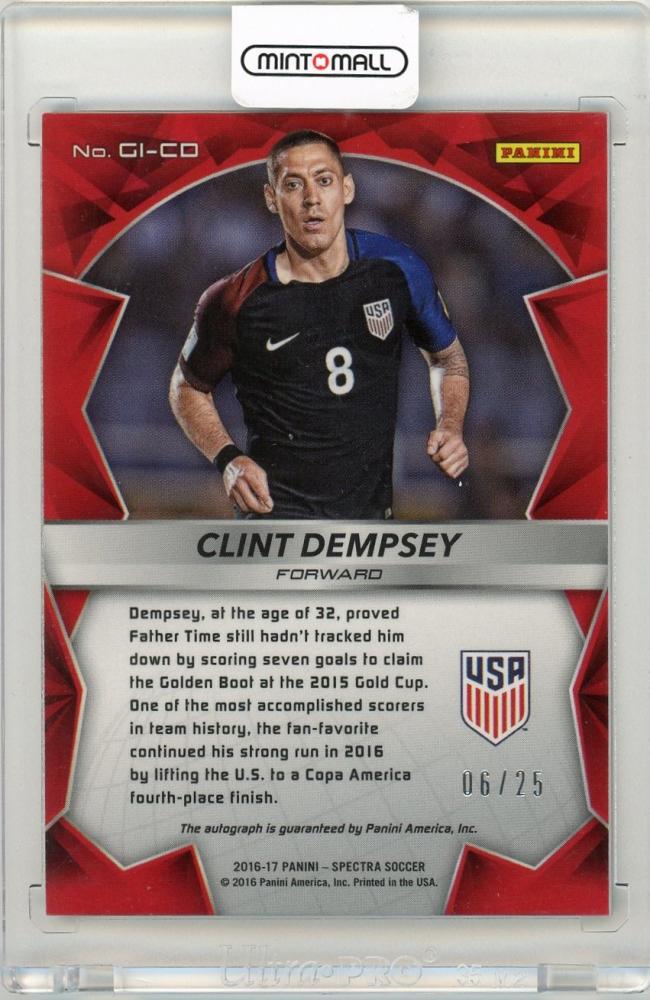 2016 Panini Spectra Clint Dempsey Global Icons Autographs Pink Parallels6/25 United States