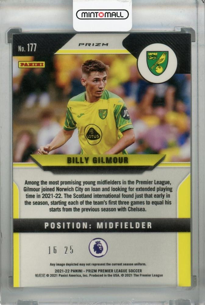 2021-22 Panini Prizm Premier League Breakaway Norwich City Billy Gilmour Base Bronze Parallel card 16 of 25