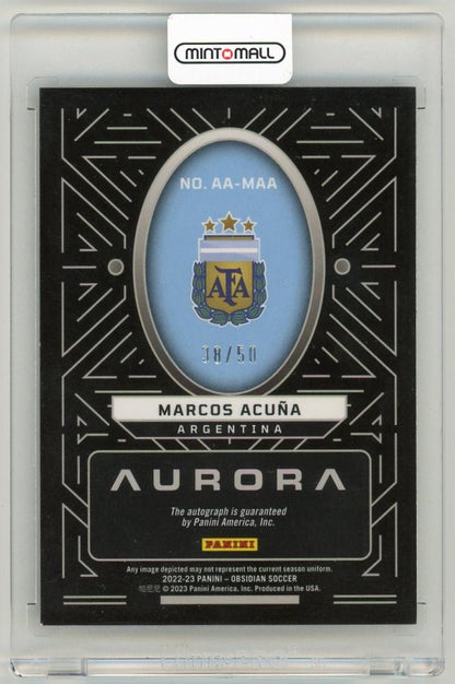 2022-23 Panini Obsidian Marcos Acuna Aurora Autographs Electric Etch Purple Parallels38/50 Argentina