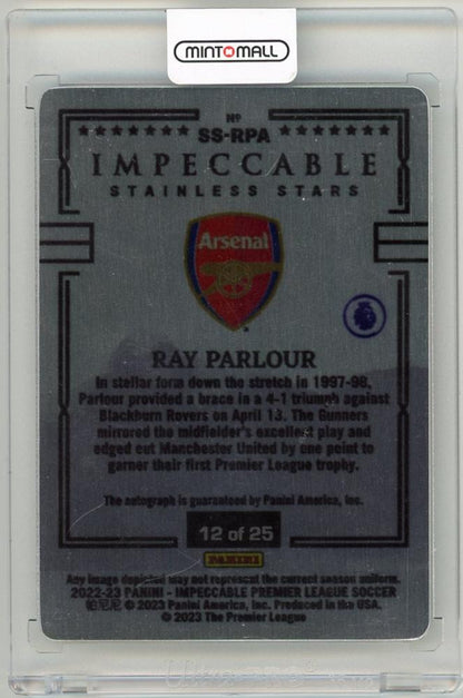 2022-23 Panini Impeccable Premier League Ray Parlour Stainless Stars Signatures12/25 Arsenal