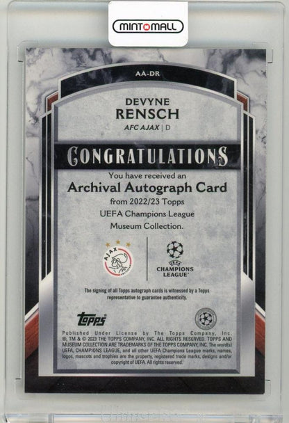2022-23 Topps Museum Collection UEFA Devyne Rensch Archival Autographs274/299 AFC Ajax